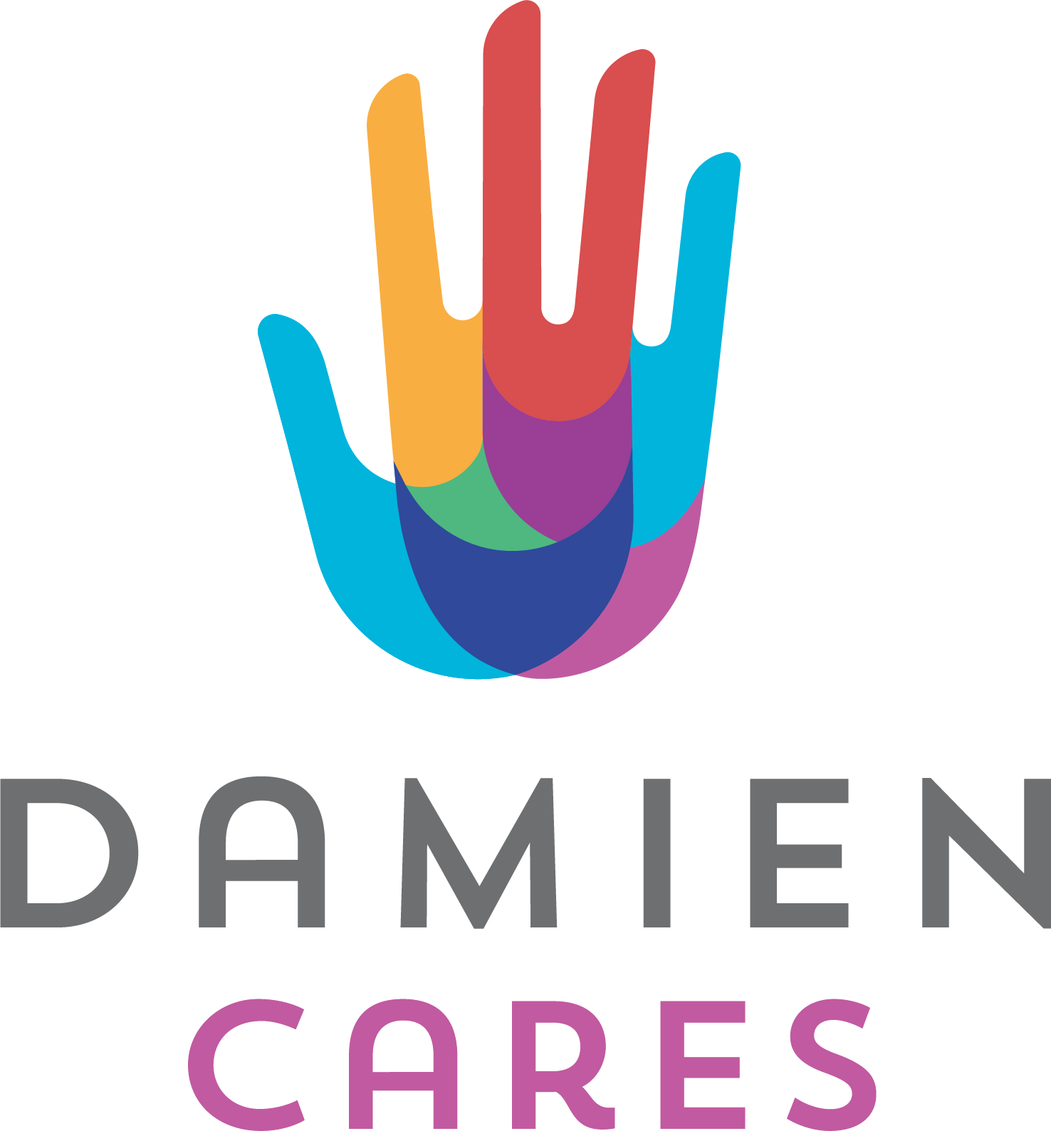 Damien Logo Cares Vertical Stack RGB Copy