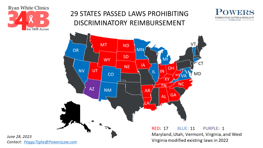 29 STATES PASSED LAWS PROHIBITING DISCRIMINATORY REIMBURSEMENT RWC340B STATE MAP